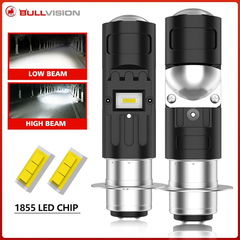 1x faro LED para motocicleta Moto P15D-25-1, 2 lados CSP, blanco, 6000K, para Yamaha, Kawasaki, Suzuki, accesorios para Scooter, luces antiniebla, 12V