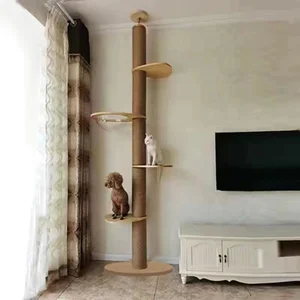 Menara Rumah Pohon Kucing Kondominium Hewan Peliharaan Yang Dapat Disesuaikan Tempat Tidur Gantung Flanel Lantai Pohon Kucing Ke Langit-langit Rumah Kayu Menara Multifungsi Lembut 12 kastil kucing penjualan terbaik - №
