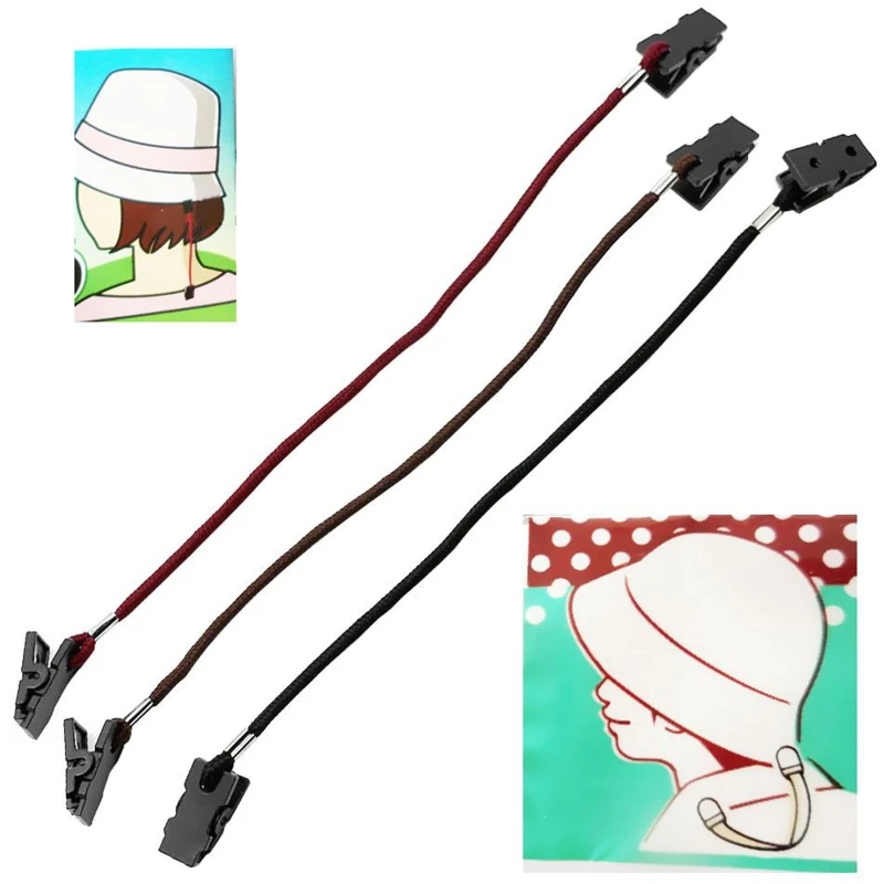 6 Pieces Simple Hat Clip Anti-lost Hat Shirt Clip Cap Retainer Outdoor Hat Strap Windproof Clip Cord Rope for DAILY Wear