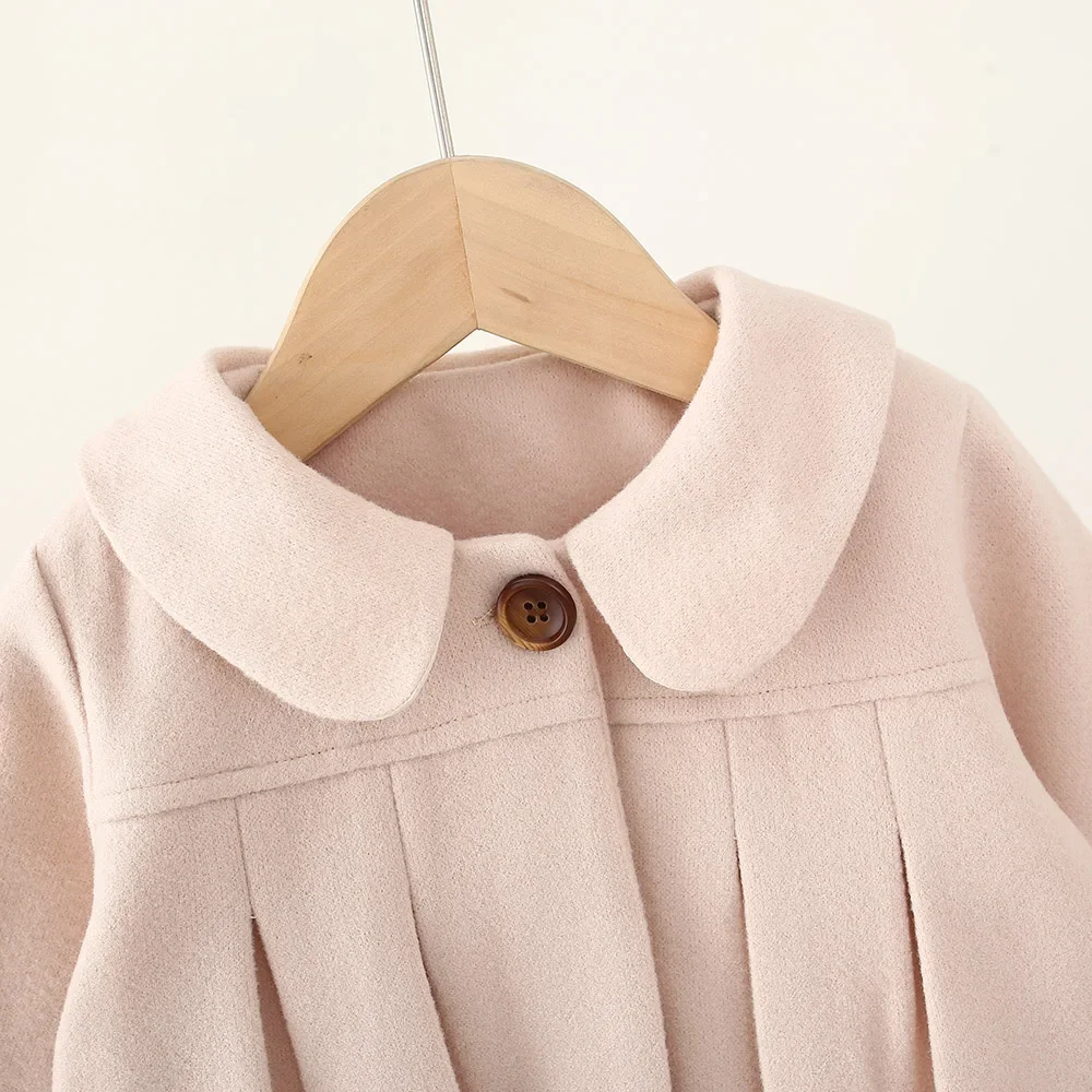 Spring and Autumn New Baby Girls Long Sleeve Coat Simple Solid Color Children\'s Clothing (0-2 Years Old)