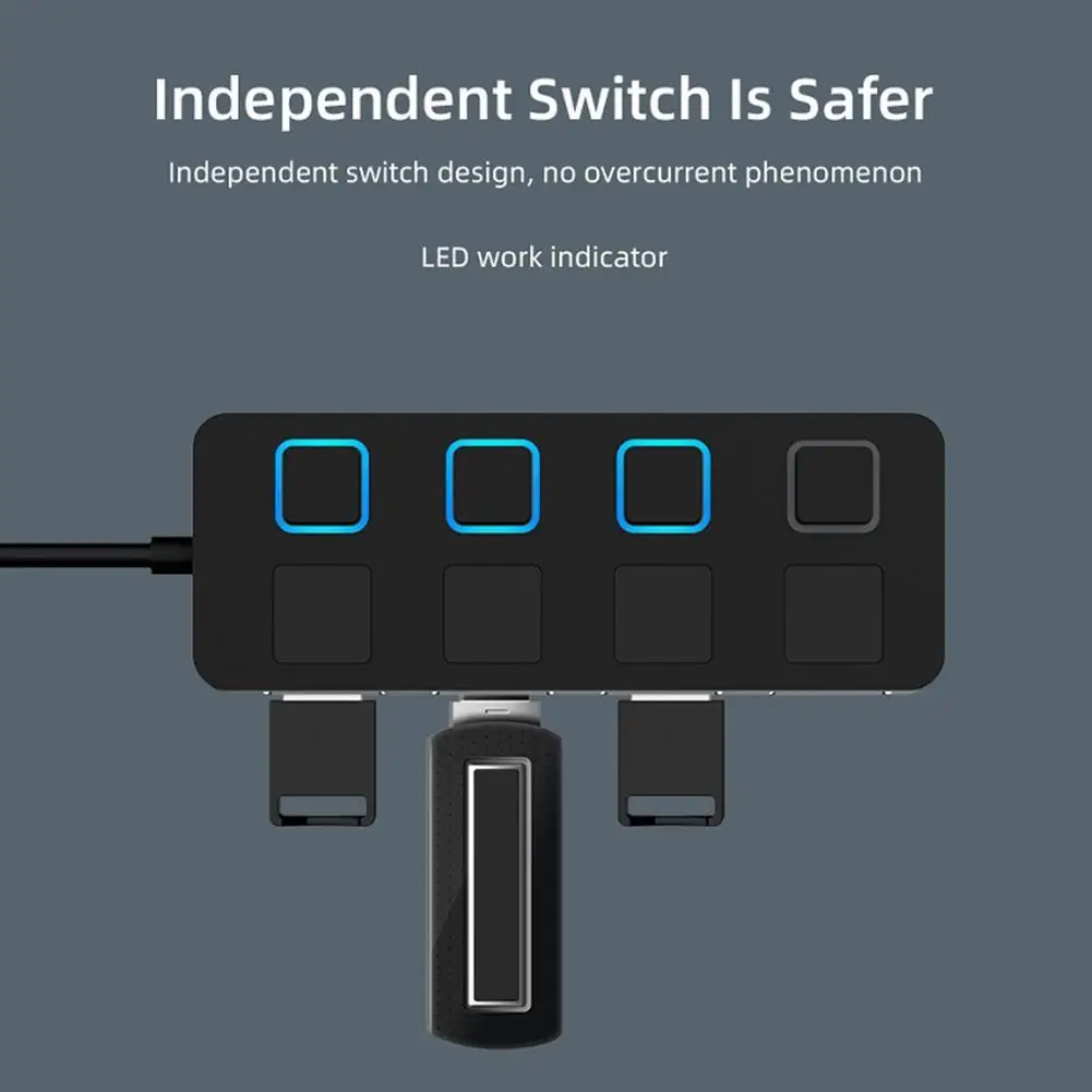 4 منافذ USB 2.0 Hub Splitter متعدد USB محول الطاقة المتوسع التوصيل تشغيل ملحقات الكمبيوتر للكمبيوتر المكتبي المحمول