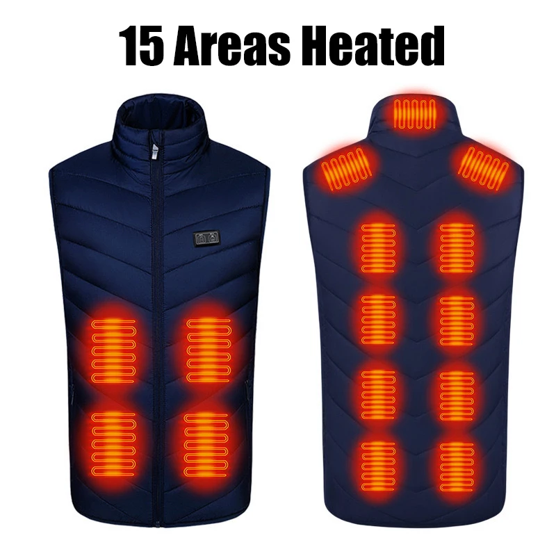 26-gebieden verwarmd vest heren winter elektrisch jack USB nieuwe ski warme mouwloze jas verwarmd thermisch vest verwarmingskleding