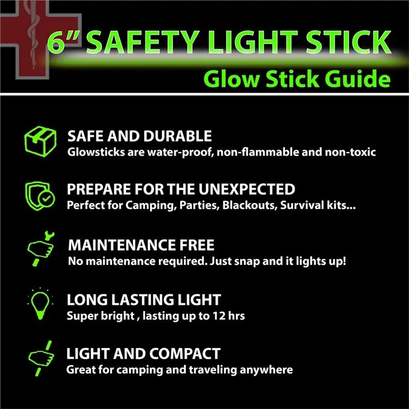 [A92P!】 Halloween 6 Inch Large Green Glowsticks-32 Ultra Bright-Perfect For Parties And Emergency Lighting