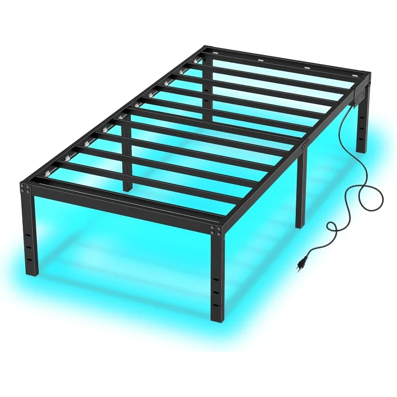 

Twin Bed Frames 14 Inch Twin Platform Bed Frame with Large Storage Space,Black Bed Frame Twin Size for Kids Heavy Duty Metal Mat