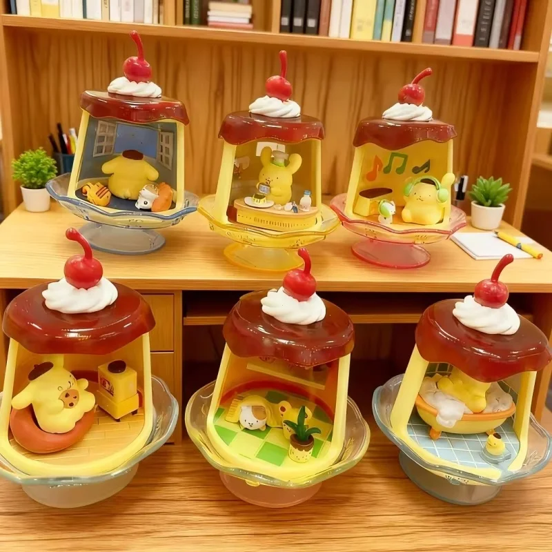 Neue echte Lager Re-Ment Sanlio Pompompurin'S Pudding House Blind Box Alltag Miniatur Desktop Ornamente Mädchen Geburtstagsgeschenk