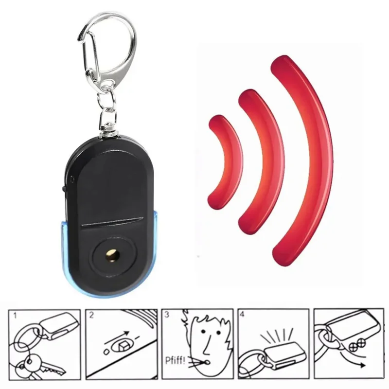

Portable car key finder anti-lost key finder smart find locator keychain whistle beep sound control LED torch