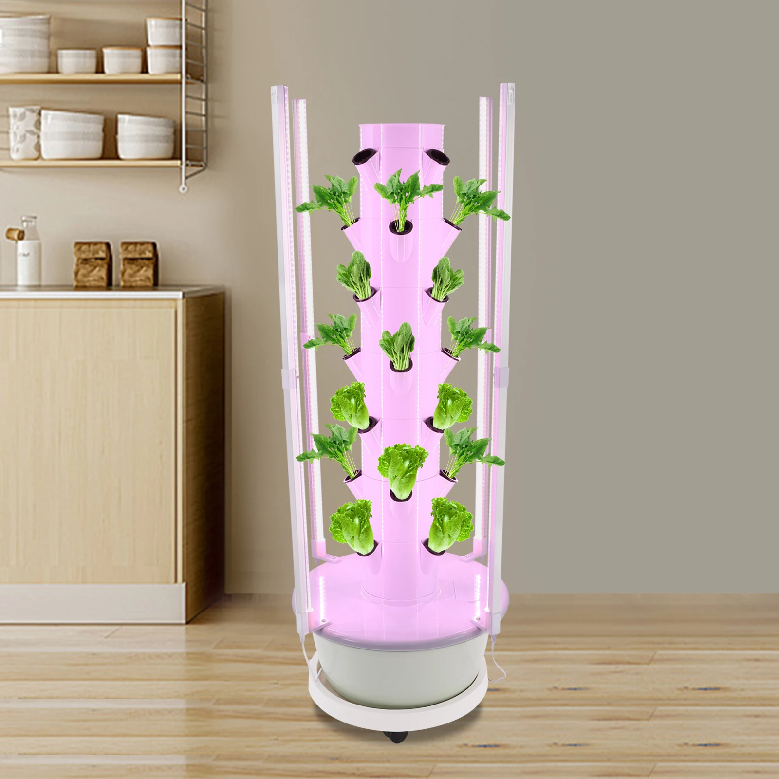 Torre di Coltivazione Idroponica da 20W, Kit Giardino Verticale Idroponico da Interno con Grande Capacità per 28 Piante, con 8 Luci LED per la Crescita