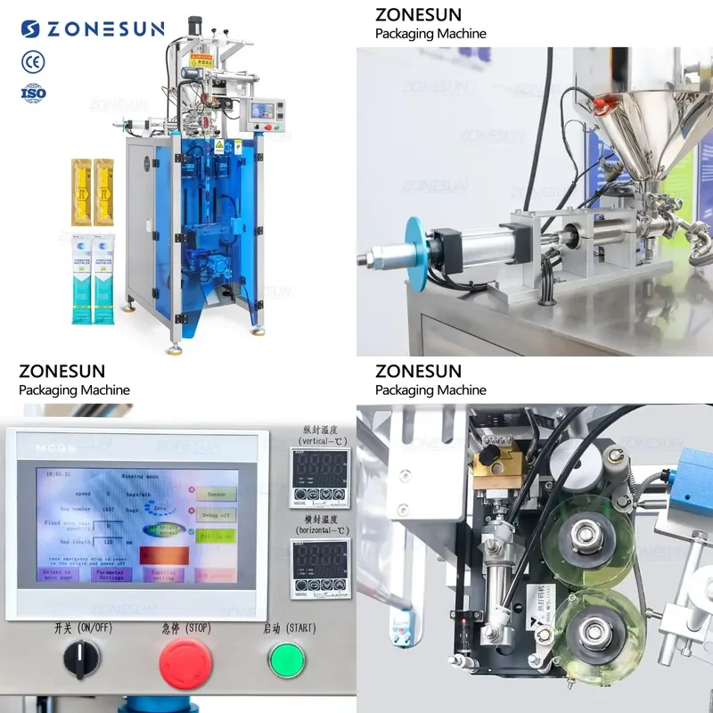 2026 CE ZS-FS240L Automatic Servo Piston Food Sauce Paste Shaped Sachet Vertical Form Filling Sealing Machine
