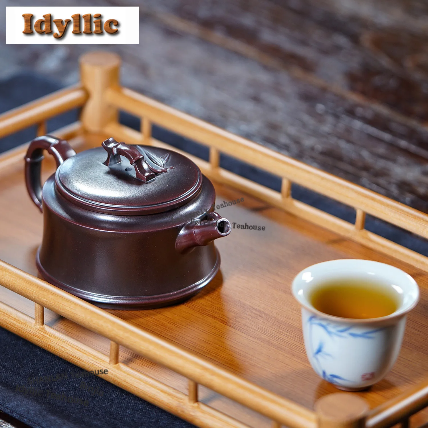 150ml Retro Yixing Purple Clay Teapots Handmade Bamboo Section Pot Raw Ore Ancient Black Mud Kettle Zisha Tea Set Gift Craft