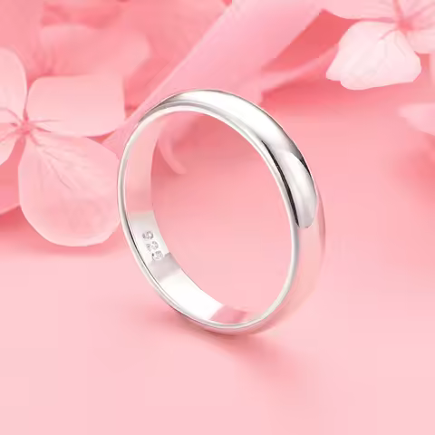 925 Sterling Silver Simple Polished Ring For Fashion Women Charm Wedding Party Gift Jewelry