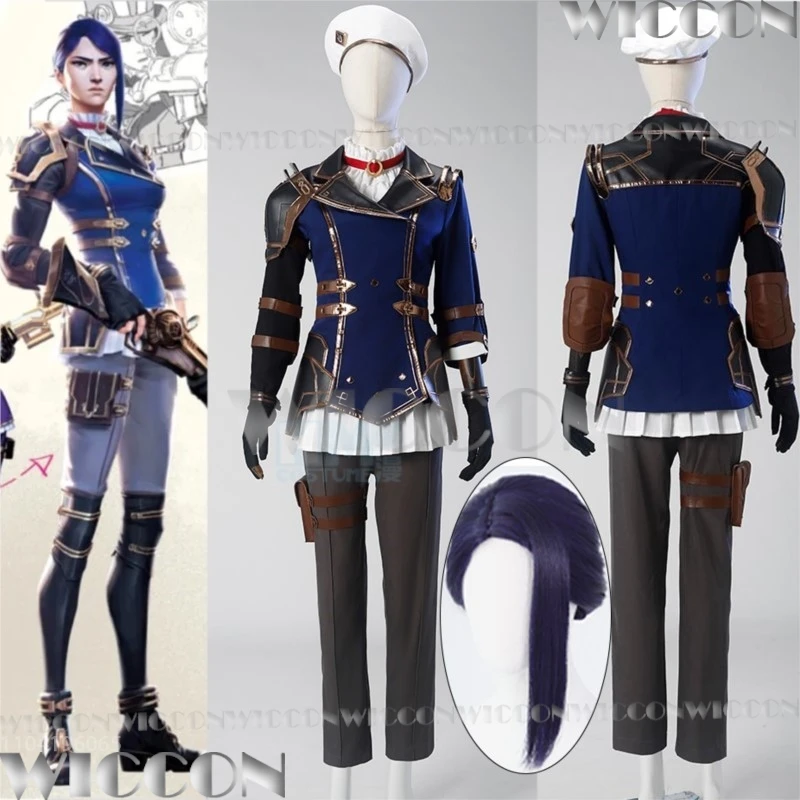 Anime Caitlyn Kiramman Arance Cosplay Costume Prop Wig Full Set Commander Women Holloween Game LOL League of Legends Customized