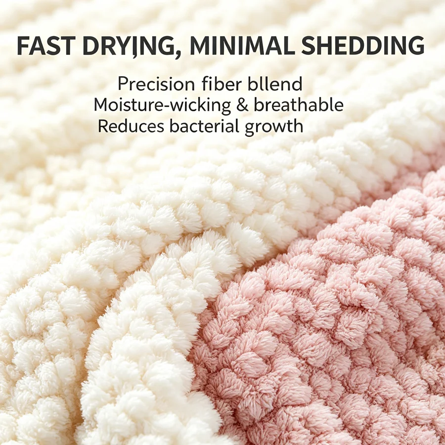 Pineapple Grid High Absorption Soft & Fluffy Coral Fleece Hair Cap Fast Dry High Density Coral Fleece Dry Hair Cap