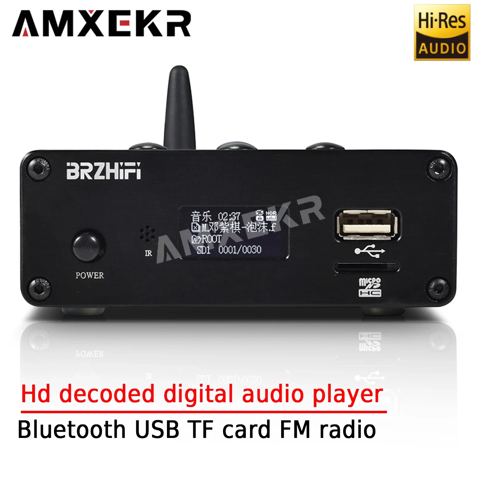 

AMXEKR Lossless Music Player Bluetooth USB Flash Drive TF Card FM Radio HD Decoding Home Digital Audio Player