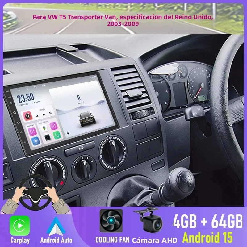 Radio Para Auto Android 15 De 7 Pulgadas Con Cámara De Reversa Hd, Autoradio Carplay Para Vw T5 Transporter Van Especificaciones Del Reino Unido 2003-2009 Gps Rds Estéreo Para Auto — -39%, 142.65€ Coupon, from 214.15€ – 39% descuento – €214.15