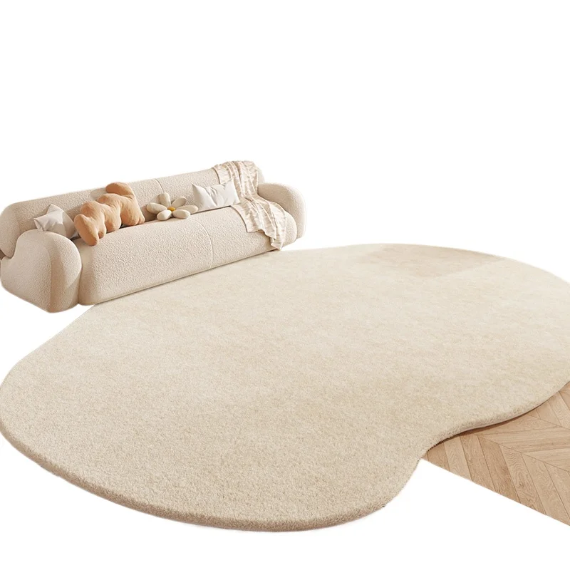 Crème stijl woonkamer decoratie pluche tapijt onregelmatige vormen tapijten voor slaapkamer pluizig zacht lounge vloermat dik nachtkastje tapijt - afbeelding 2