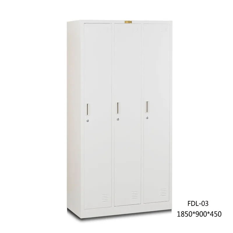 3 Door Steel Office Locker Hanging Clothes Office Furniture Flat Bag