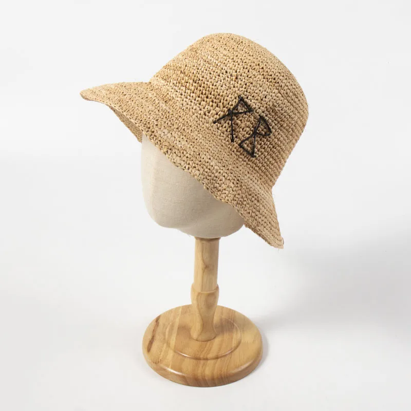 Luxury Desiger Brand Raffia Bucket Caps Women Summer Sun Straw Hats Handmade Foldable Beach Hat Holiiday Giifts