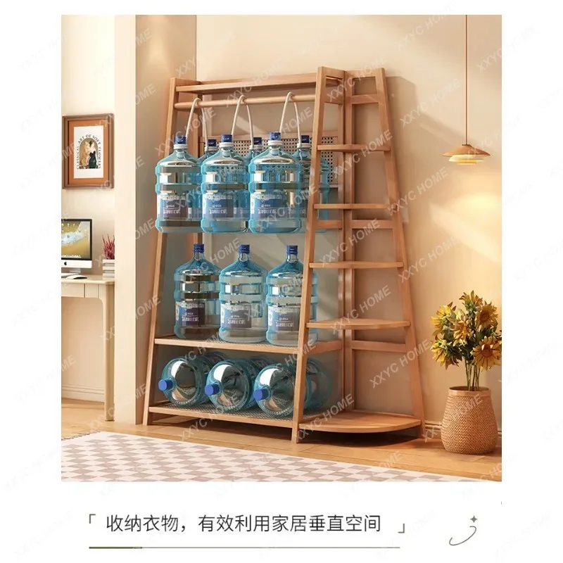 XXFloor-to-ceiling bedroom household simple storage display rack storage and hanging clothes rack
