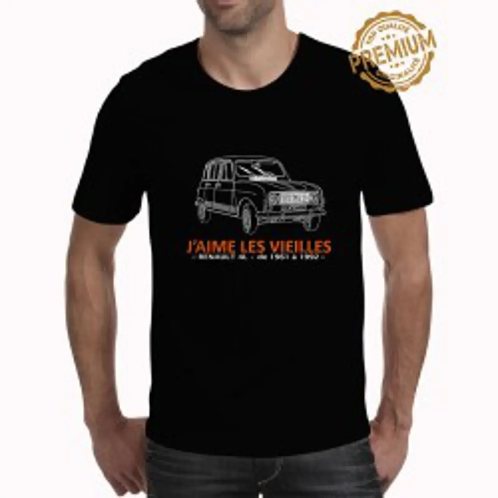 T-Shirt „Vintage Auto“ – gewaschen, vielseitig, für Herren, atmungsaktiv, stilvoll, lässig, modisch, grafisch, bequem, leicht streetwear-artig.
