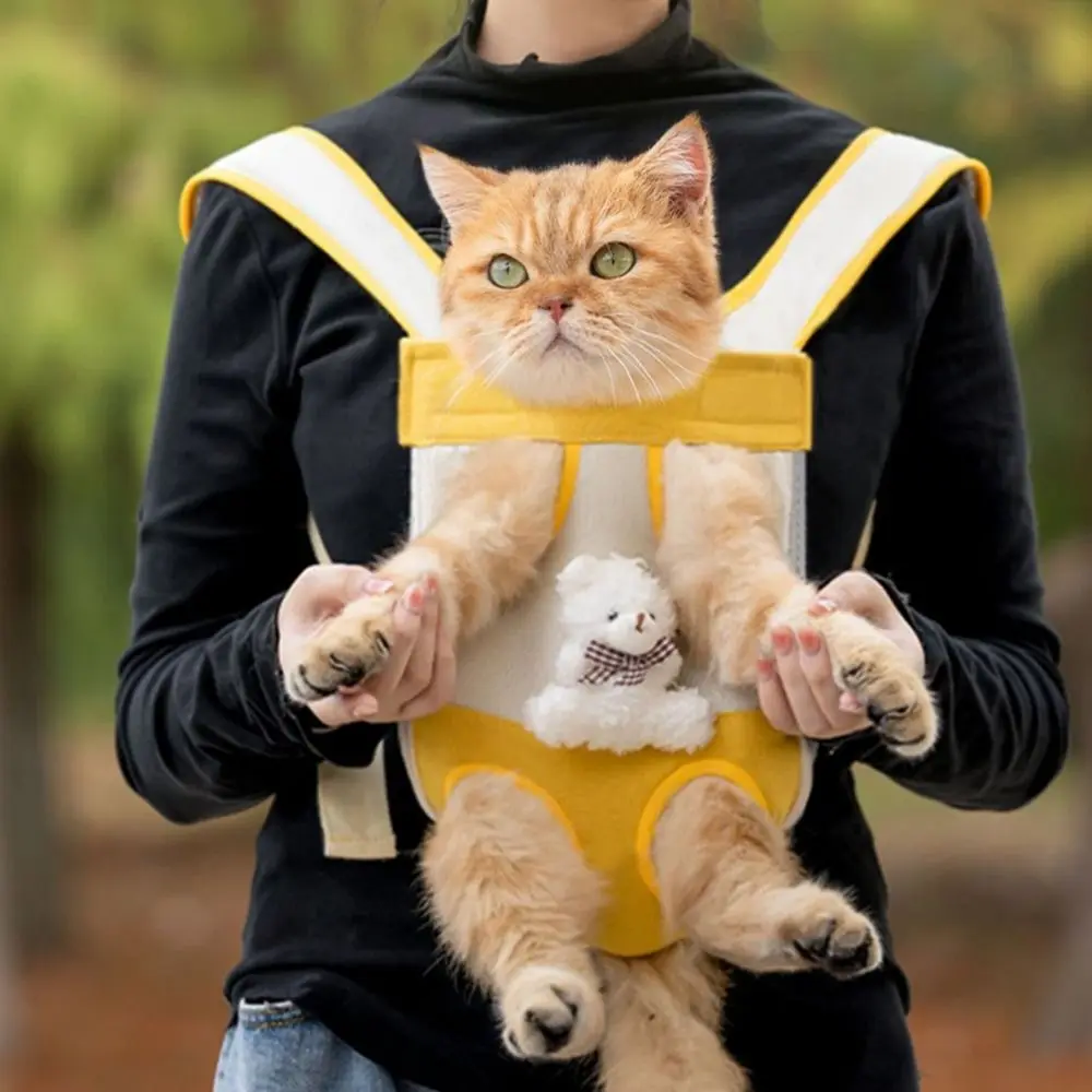 

Cartoon Bear Dog Chest Bag Single/Double Shoulder Four-legged Cat Bag with Adjustable Strap Comfortable Dog Backpack Small Dogs