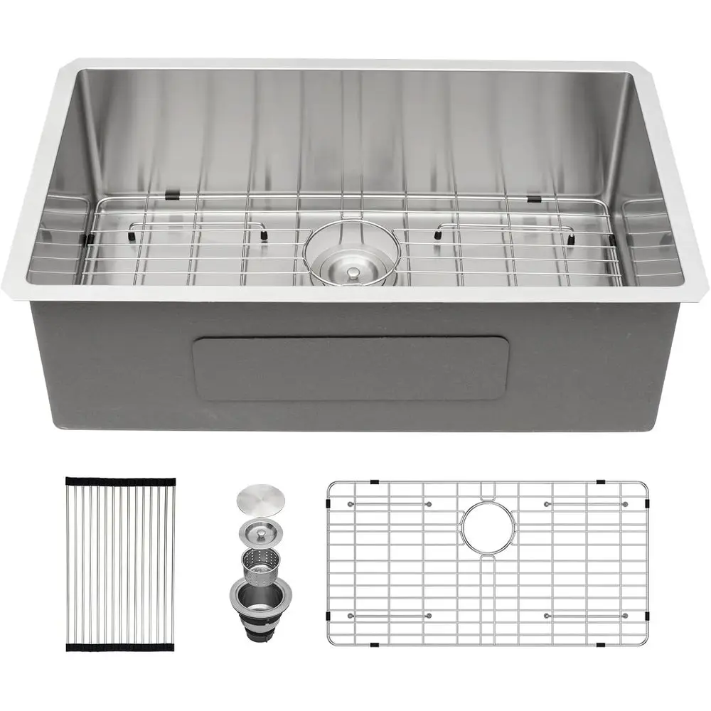 

30 Inch Undermount Kitchen Sink - 30x18x10 Inch Undermount StainlSteel Kitchen Sink 16 Gauge Single Bowl Round Under Counter Bas