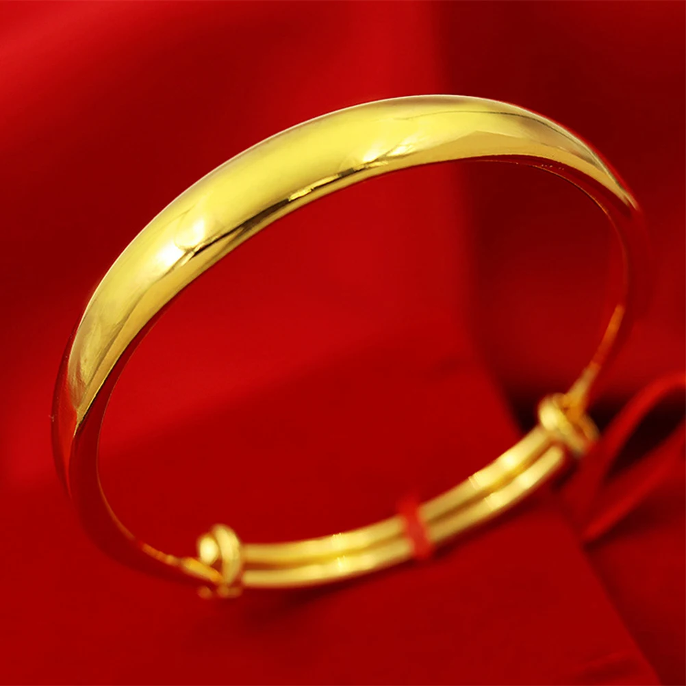

1pc Thickened Gold Plated Brass Bangle Simple Elegant Female Bracelet Durable Jewelry Wedding Decoration Gift ( Smooth)