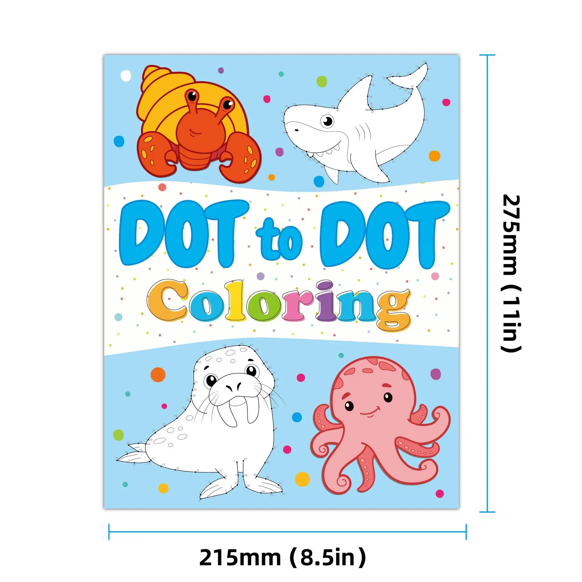 Livre de coloriage et point à point pour enfants de taille Jumbo 2 en 1: livre de dessin créatif d'aventure des animaux de l'océan connectez les points