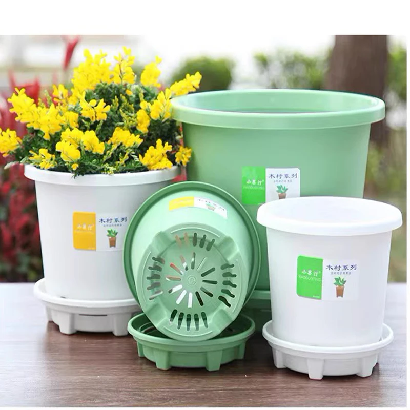 1psWith Tray New Nordic Style Thickened Resin Plastic Small Fruit Pot Gardening Planting Cntainer