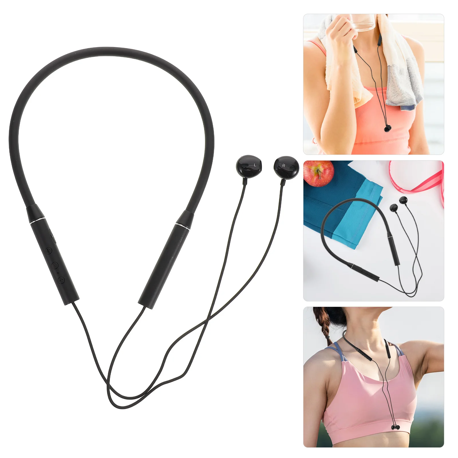

Noise Reduction Sports Earphones Grey Long Life Neckband Headset For Running Gym Workout Music Calls