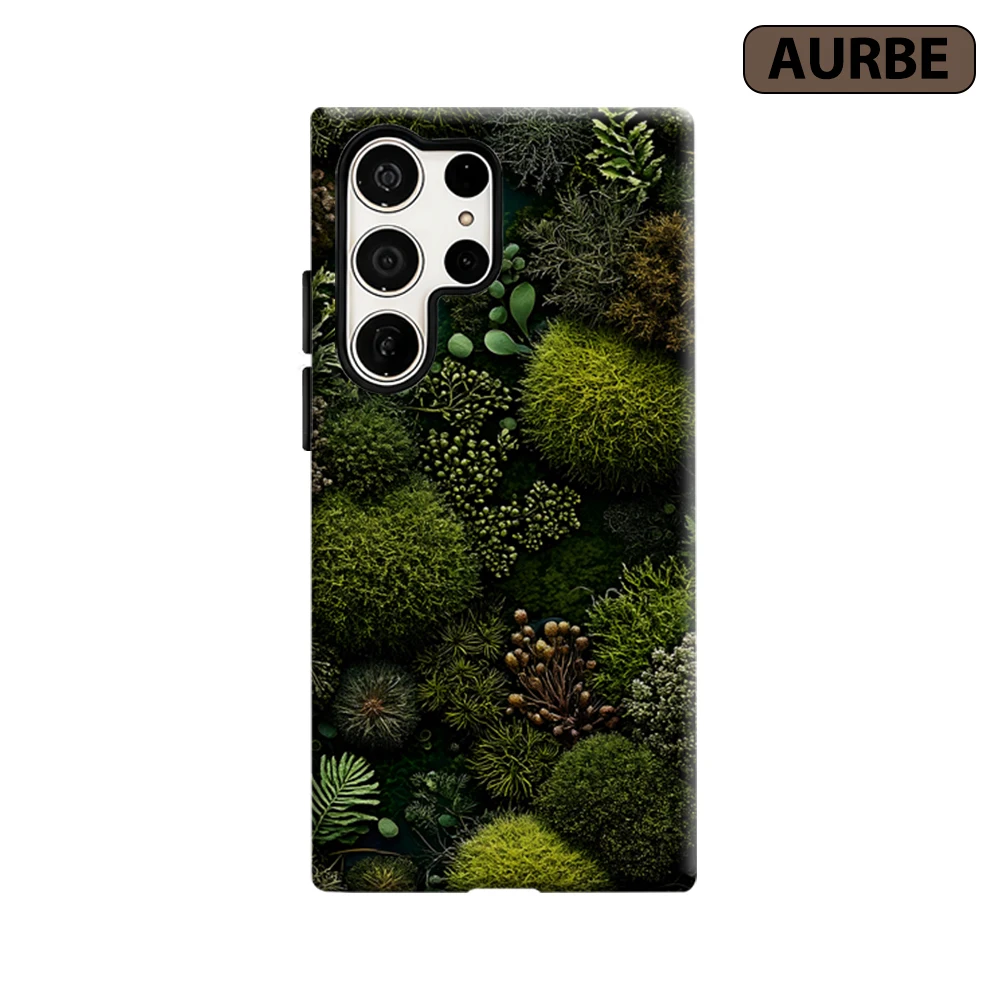 Dense Moss Plant Collage Phone Case for Samsung Galaxy S26 S25 Ultra S24 S23 Ultra Plus Shockproof Double Layer Tough Back Cover