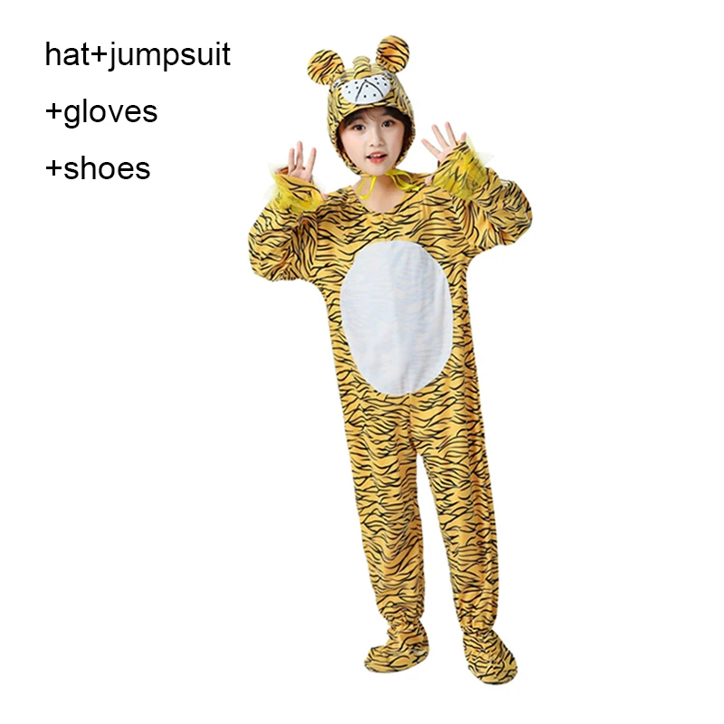 Meisje Jongen Kinderen Animal Cosplay Tijger Kostuums Kids Kleuterschool Jumpsuit Tutu Jurk Halloween Party School Show Prestaties