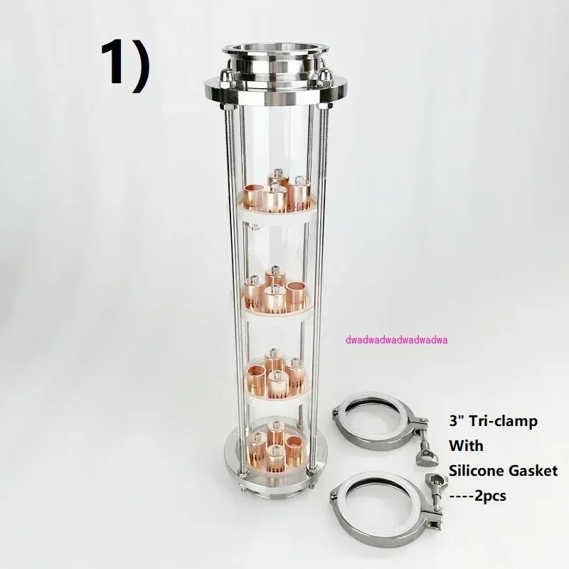 3inch(76mm)OD91mm Distiller Glass Column For Distillation,4 Floors Homebrew Reflux Tower Moonshine Accessorues