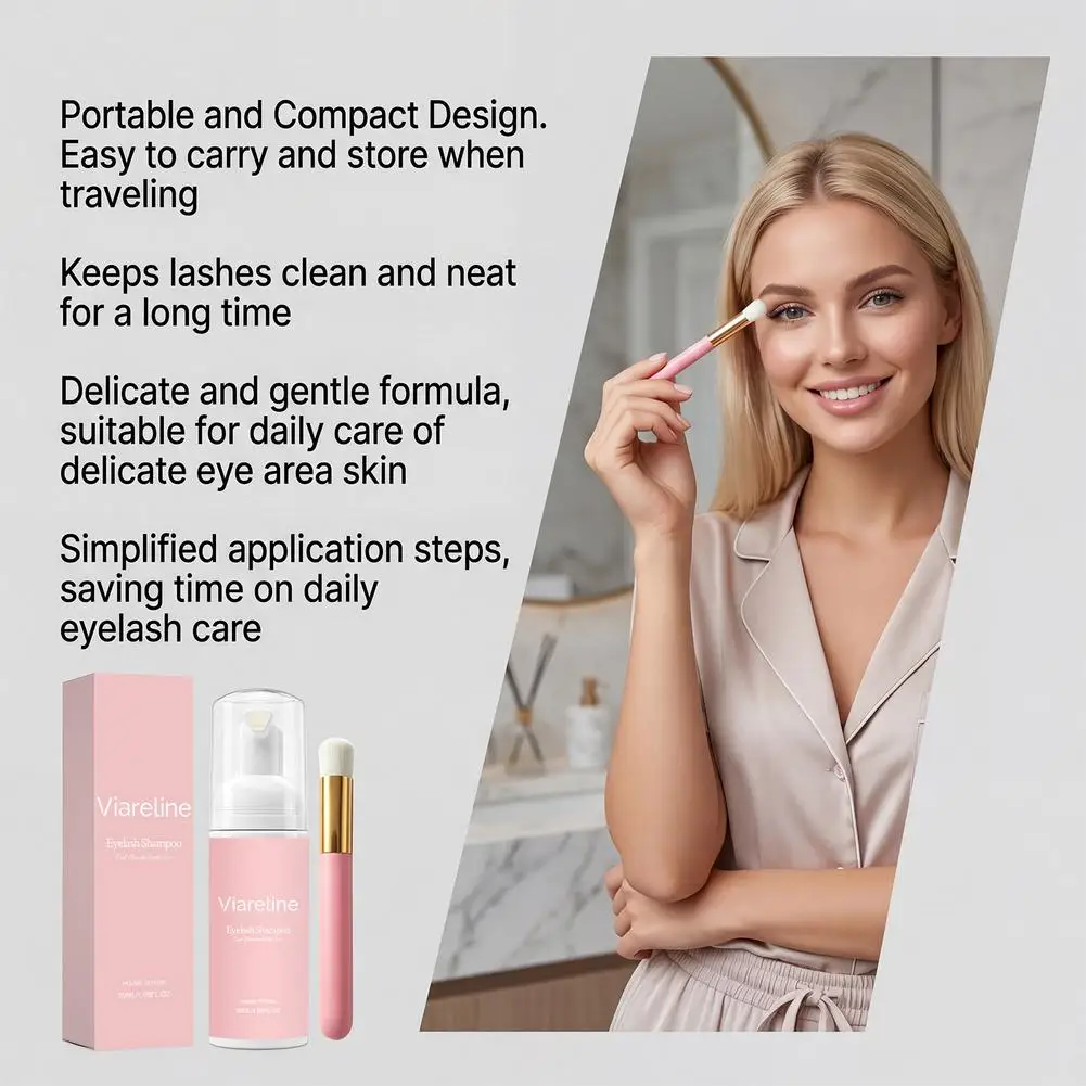 Eyelash Cleansing Mousse Foaming Shampoo,Gentle Oil Free Lash Cleaner Makeup Remover, Non Irritating Eye Area Care  50ml