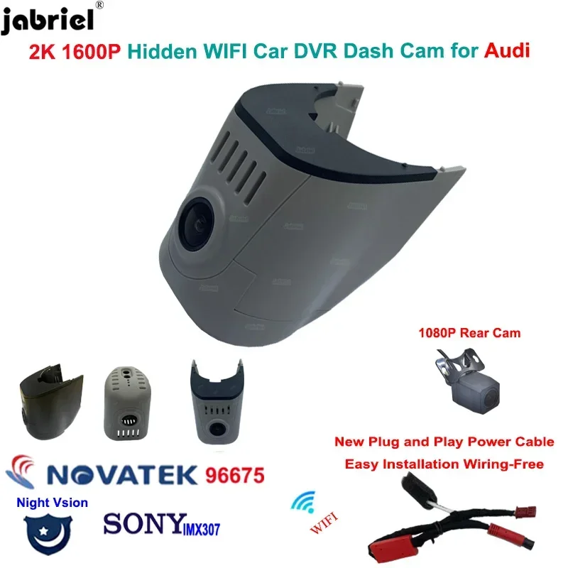 

Plug and Play Wifi Car DVR For Audi A1 A3 A4 A5 A6 Q2 Q3 Q5 Q7 TT RS Dash Cam 2K 1600P Dual Lens Camera 24H Video Recorder EDR