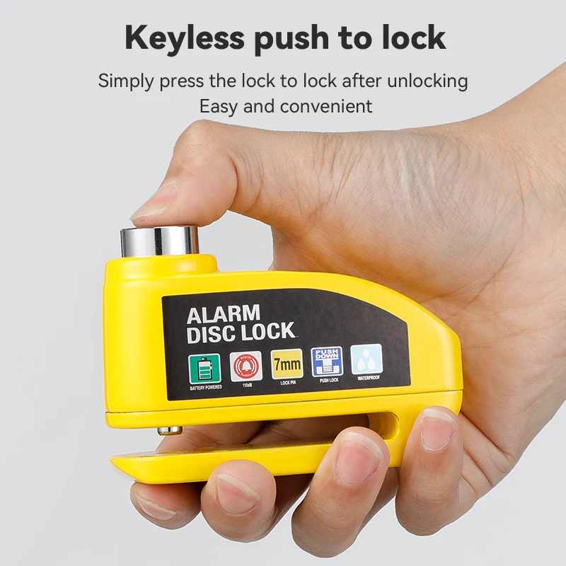 Serrure d'alarme de moto, frein à disque de roue avec clé, cadenas antivol étanche pour moto, Scooter, vélo, verrouillage de frein à disque de sécurité