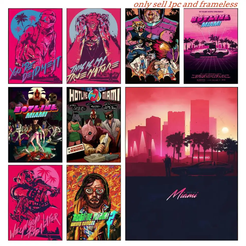 Hotline Miami Action Game Poster HD art sticky wall waterproof home living room bedroom bar aesthetic decoration