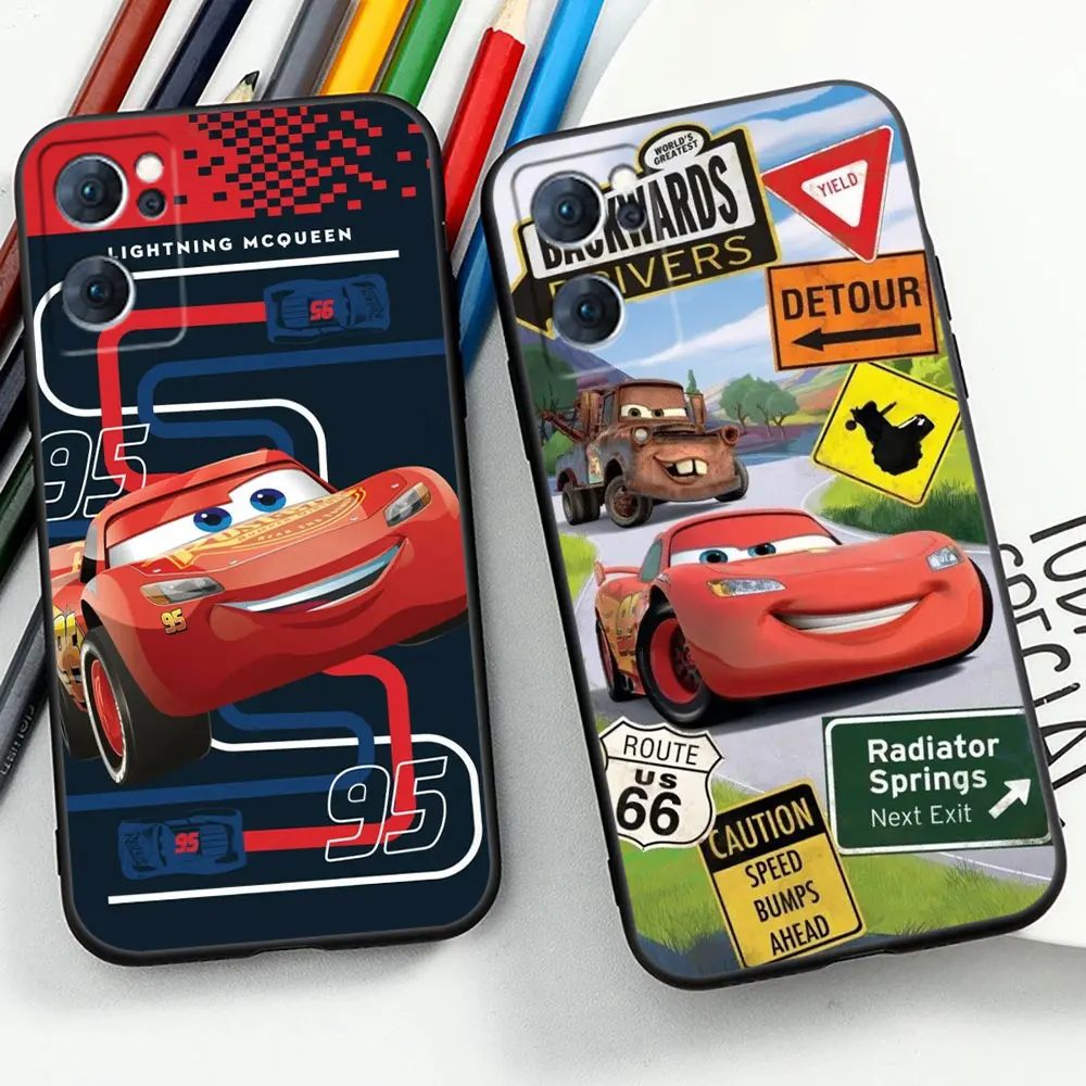 Disney Cars Lightning McQueen Phone Case For OPPO Reno 10 8 8T 7 7Z 6 5 5F 4 Find X5 X3 X2 Pro Plus Lite 4G 5G Black Soft Cover