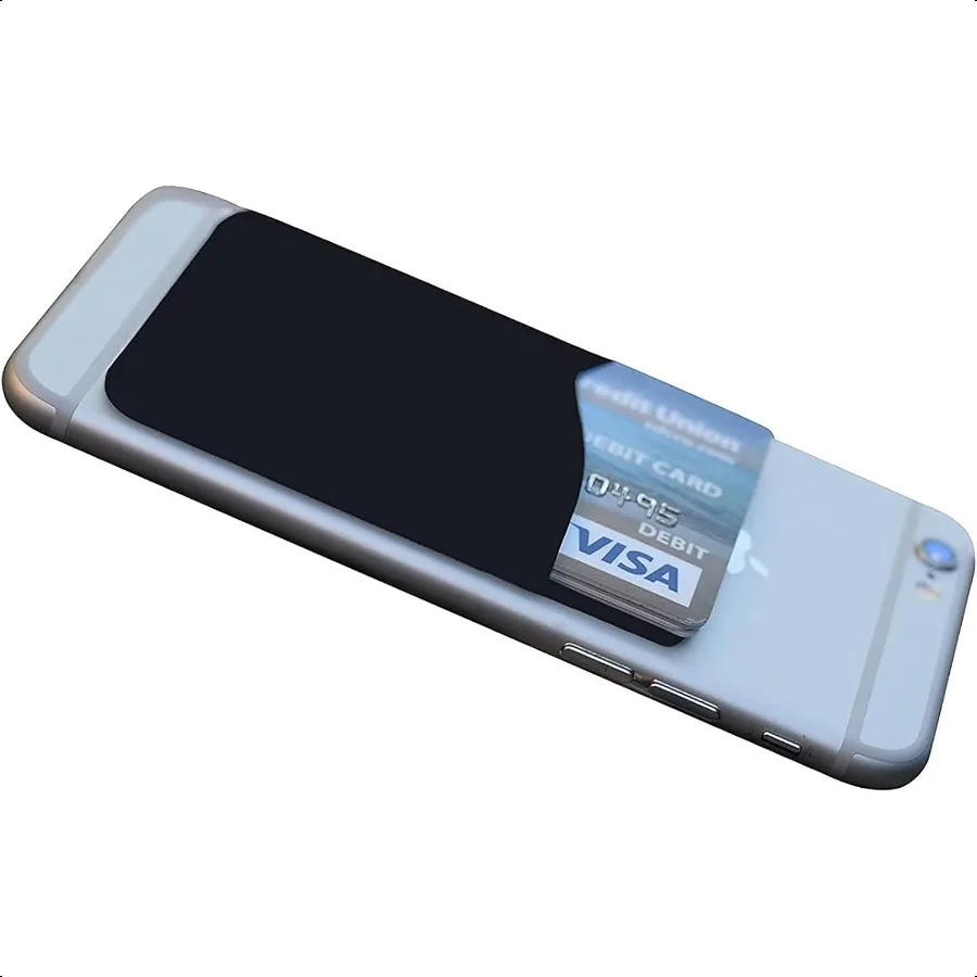 Adhesive Cell Phone Wallet for Back of Phone Case. Silicone Stick On Sleeve for iPhone Android Flat Surfaces Great for Credit C