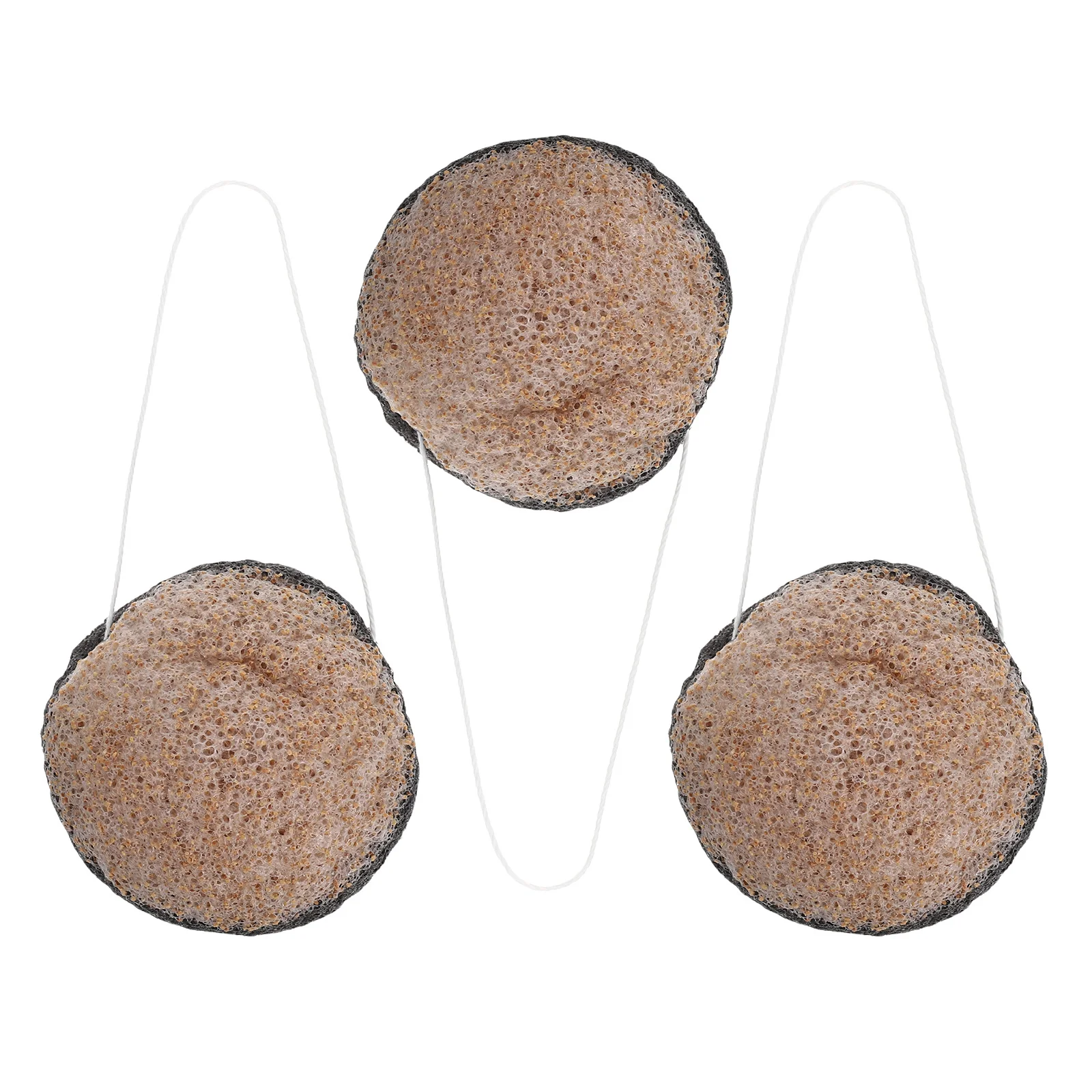 3 個の再利用可能な洗顔スポンジセット、活性炭を配合した角質除去フェイシャルスクラバー、滑らかで輝く肌のための毎日の洗顔に