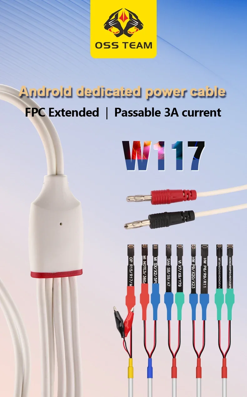 The OSS W117 battery specific power startup test cable is suitable for Android Huawei/OPO/VIVO/Mi series dedicated tools