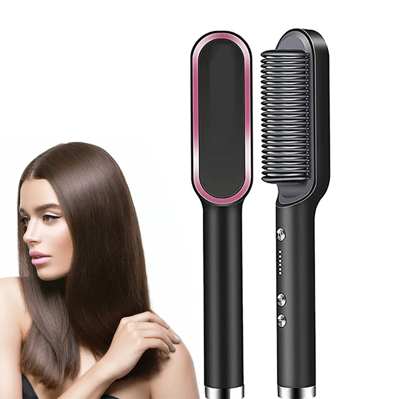 

High Quality Professional Ceramic Hair Straightener & Curler Electric Fast Heating Comb Fashion Styling Brush