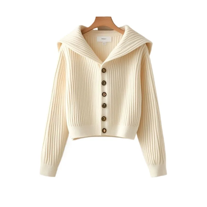 ชุดเสื้อคาร์ดิแกนถักนิตติ้งอเนกประสงค์สไตล์ต่างประเทศสุดชิคสำหรับฤดูใบไม้ผลิและฤดูใบไม้ร่วง พร้อมกระโปรงเข้าชุด ไม่ซ้ำใคร