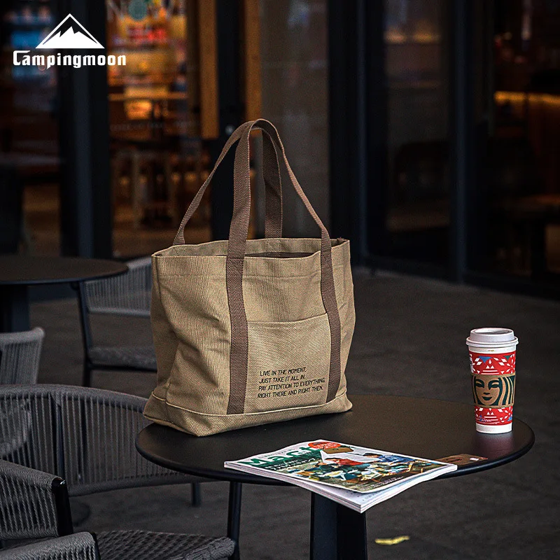 

Сумка-тоут CAMPINGMOON из плотного хлопка, холщовая сумка большой вместимости для хранения мелочей на природе, B-189