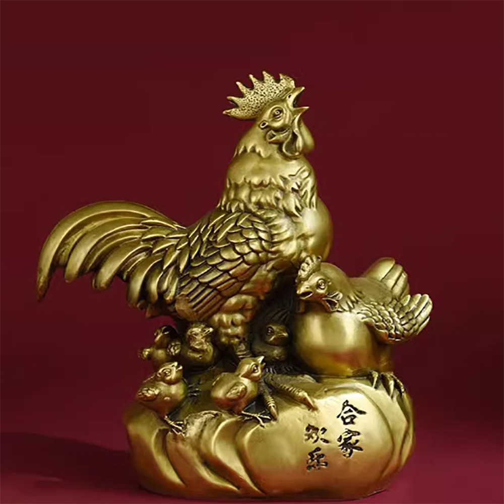 Pure copper Fuji Anzhai handicrafts, home decor, office desktop, zodiac, golden rooster decoration