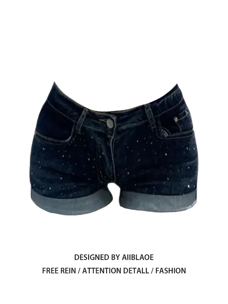 

Американский Sle Slim Fit с низкой талией Джинсовые орты Женские летние тонкие дизайнерские смеси хлопка и полиэстера