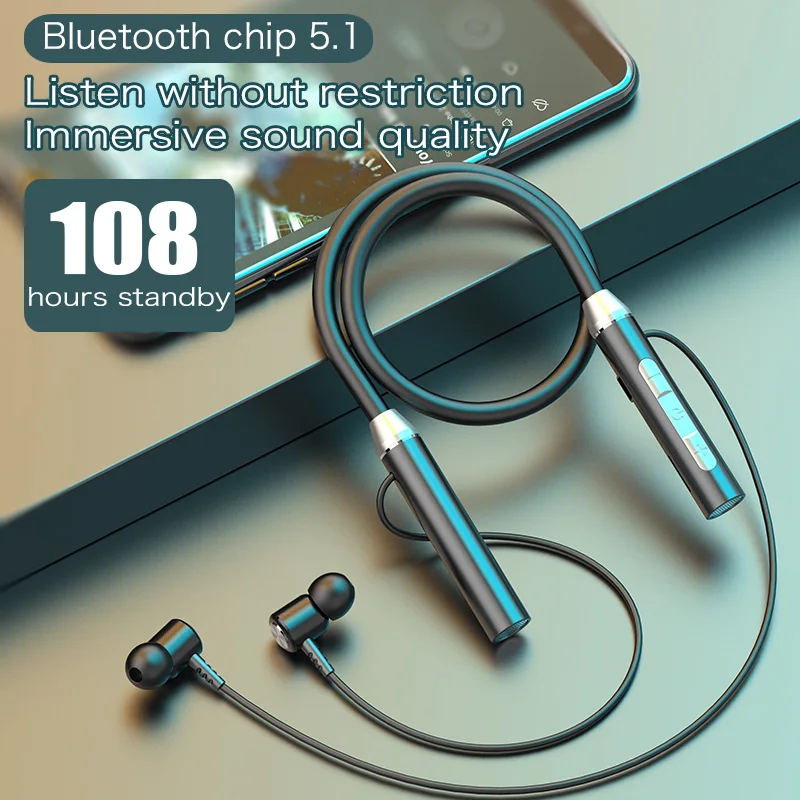 Drahtlose Kopfhörer Fone Bluetooth 5,0 Neckband Kopfhörer Silikon Hifi Stereo Sport Headset Halter Wasserdichte Magnetische Ohrhörer