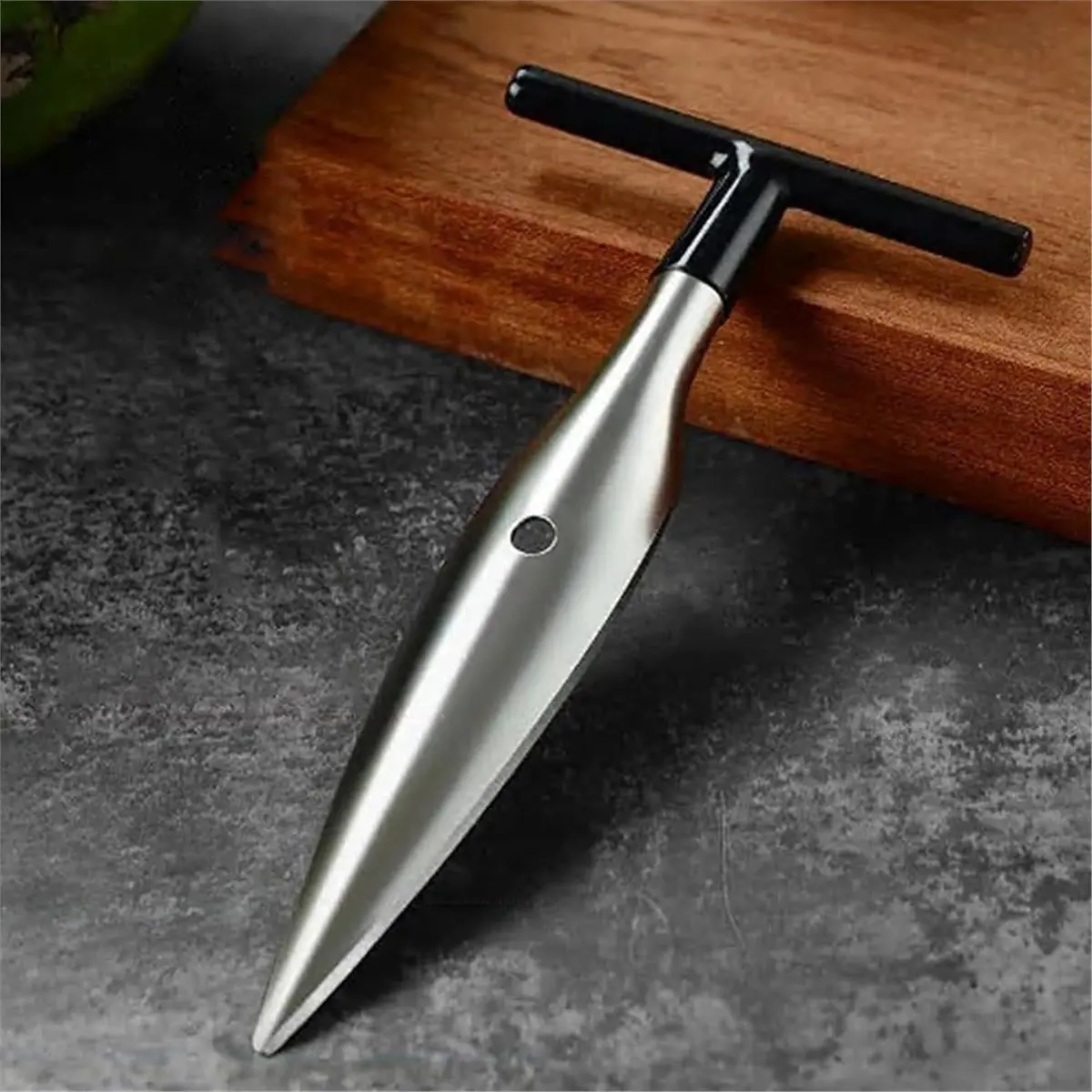ABNQ Coconut Opener Tool,Stainless Steel Coconut Puncher & Meat Knife with Non-Slip Wooden Handle for