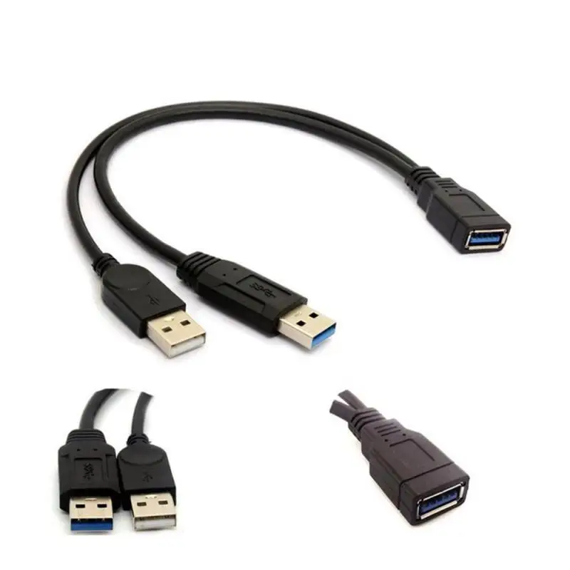 Y computer one point two data power cable Cable USB Double Splitter Cable Female to USB 2.0 Male Power Extension Cable