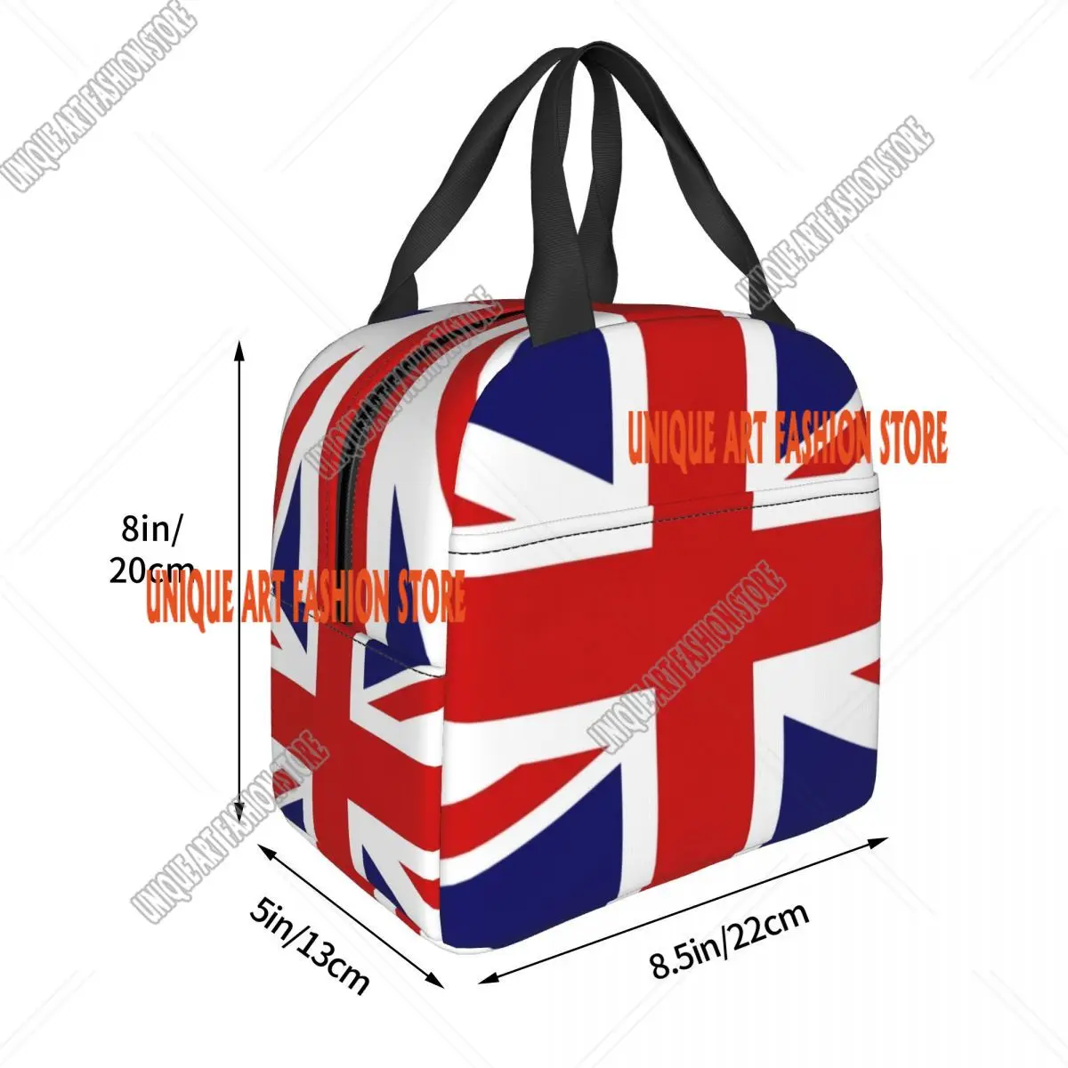 Bolsa de almuerzo con aislamiento térmico con bandera británica personalizada, bolsa de almuerzo reutilizable para mujer, para el trabajo, escuela, viajes, caja de comida multifunción