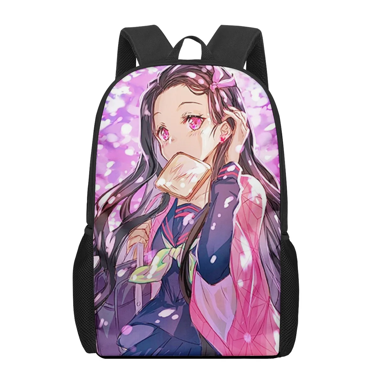 Mochilas escolares con estampado de Anime Demon Slayer para niños y niñas, morral escolar con estampado de Kamado Nezuko para estudiantes de primaria